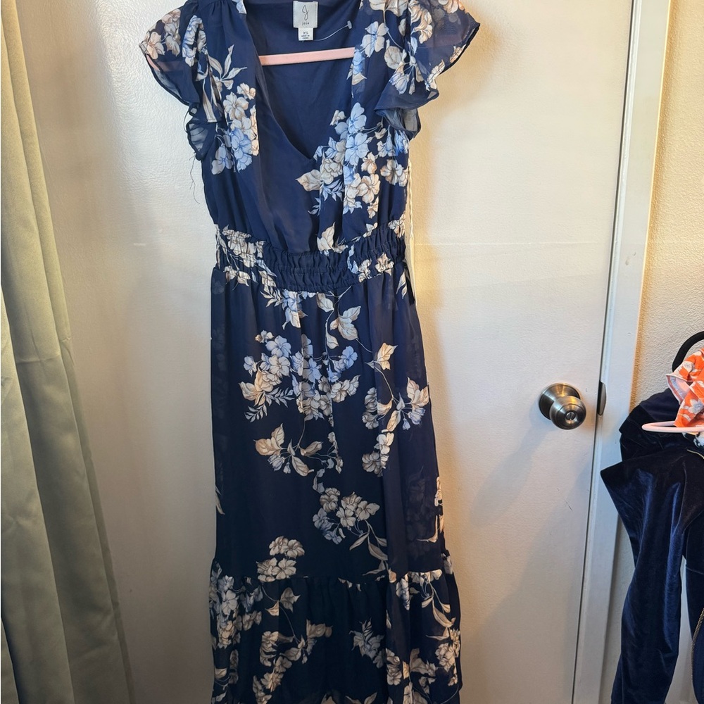Joie Navy and White Floral Maxi Dress